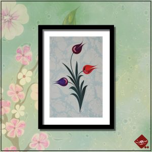 Entdecken Sie die Ebru-Kunst des Marmorierens mit drei klassischen Tulpen. UNESCO-anerkannt und ein Highlight osmanischer Kunst.