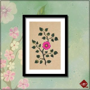 Ebru-Kunst: Einzelne moderne Wilde Rose. Traditionelle türkisch-islamische Kunstform, UNESCO-Weltkulturerbe. Nur bei uns im Shop!
