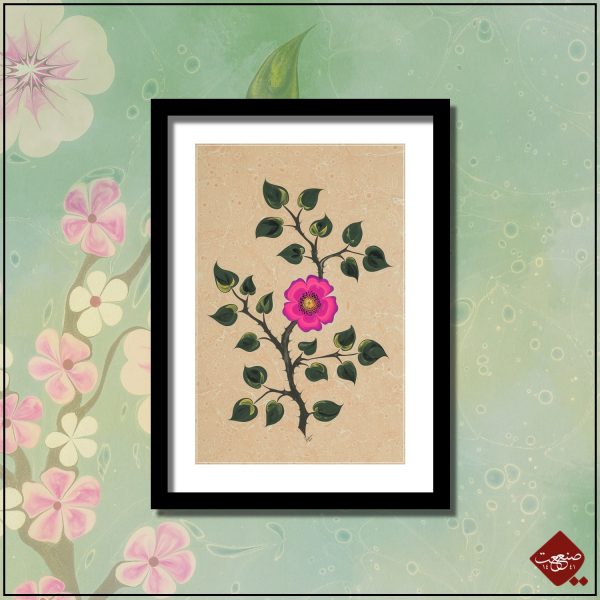 Ebru-Kunst: Einzelne moderne Wilde Rose. Traditionelle türkisch-islamische Kunstform, UNESCO-Weltkulturerbe. Nur bei uns im Shop!