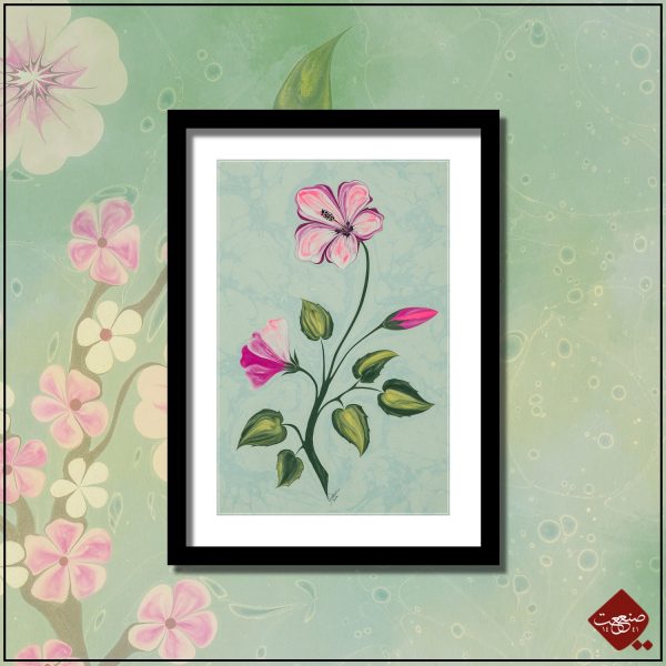 Entdecken Sie die faszinierende Ebru-Kunst mit unserem Hibiskus-Motiv im modernen Firdevs Stil. Eine zeitlose türkisch islamische Kunstform.