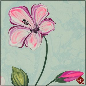 Entdecken Sie die faszinierende Ebru-Kunst mit unserem Hibiskus-Motiv im modernen Firdevs Stil. Eine zeitlose türkisch islamische Kunstform.