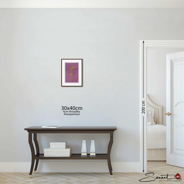 Islamische Wandbilder: Minimalismus-Miniaturmalerei mit 24 Karat Blattgold. Schönheit der Natur in subtilen Details. Perfekte Kunst für Ihre Einrichtung.