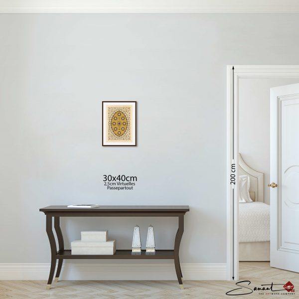 Exquisite islamische Poster in Rumi Design im klassischen Stil des 16. Jahrhunderts. Replik in 30x40cm kunstvoll gestalteter Gold-in-Gold Verarbeitung.